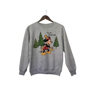 Disney Mickey Mouse Sweatshirt Christmas Gray Small